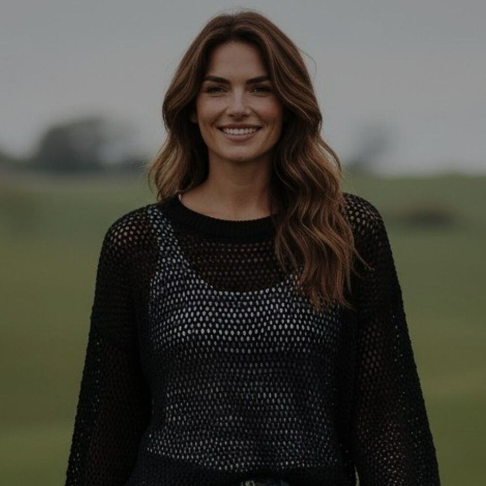 WHBM Outlet Tunic Sweater Womens Large Black Open Knit Sheer Beachy Boho